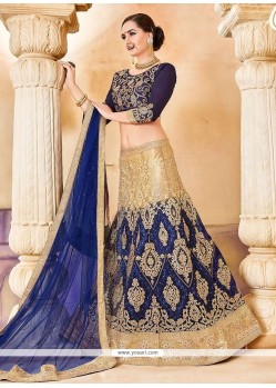 Embroidered Work Navy Blue Lehenga Choli