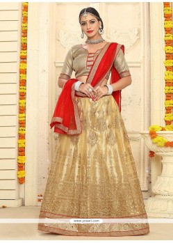 Beige Embroidered Work Lehenga Choli