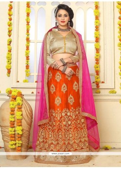 Lace Net Lehenga Choli In Orange