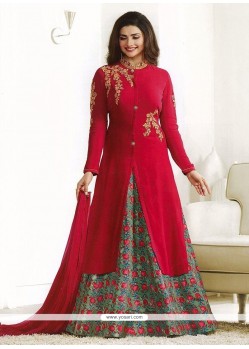 Prachi Desai Red Long Choli Lehenga