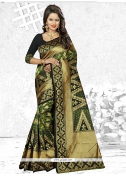 Banarasi Silk Green Designer Traditional Saree