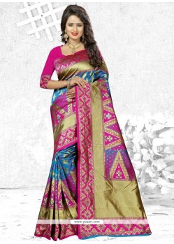 Multi Colour Woven Work Banarasi Silk Traditional Designer Saree