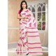 Print Work Pink And White Traditional Designer Saree