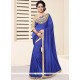 Blue Lace Work Faux Georgette Classic Saree