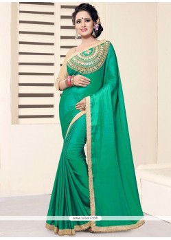 Faux Georgette Lace Work Classic Designer Saree