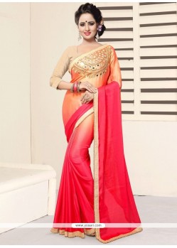 Embroidered Work Faux Georgette Shaded Saree