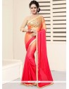 Embroidered Work Faux Georgette Shaded Saree