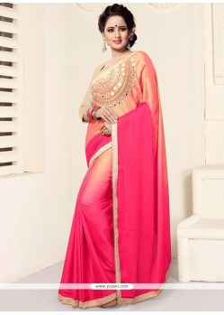 Faux Georgette Pink Shaded Saree