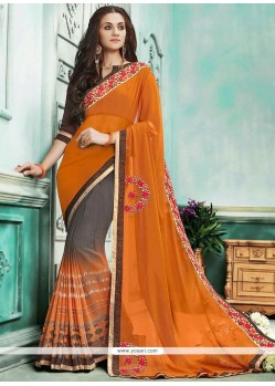 Multi Colour Print Work Faux Georgette Printed Saree