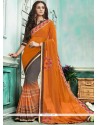 Multi Colour Print Work Faux Georgette Printed Saree