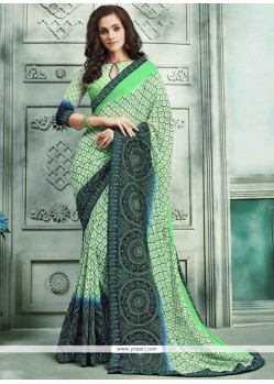 Print Work Green Printed Saree