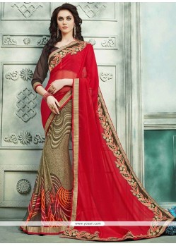 Multi Colour Print Work Printed Saree