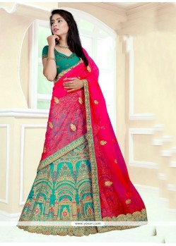 Sea Green Embroidered Work Art Silk Lehenga Choli