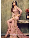 Net Salmon Resham Work Anarkali Suit