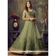 Embroidered Work Green Net Floor Length Anarkali Suit