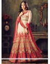 White Embroidered Work Net Floor Length Anarkali Suit