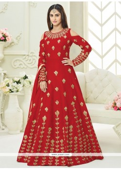 Krystle Dsouza Red Floor Length Anarkali Suit