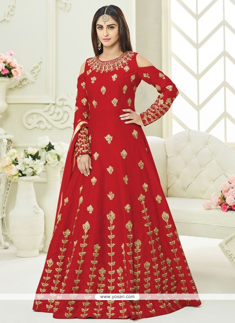 Buy Krystle Dsouza Red Floor Length Anarkali Suit | Anarkali Suits