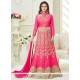 Krystle Dsouza Art Silk Pink Lace Work Floor Length Anarkali Suit