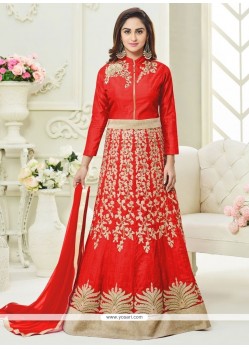 Krystle Dsouza Red Floor Length Anarkali Suit