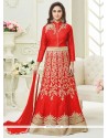 Krystle Dsouza Red Floor Length Anarkali Suit