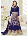 Krystle Dsouza Embroidered Work Blue Art Silk Floor Length Anarkali Suit