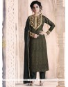 Black Embroidered Work Jacquard Pant Style Suit