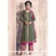 Grey And Pink Faux Georgette Pant Style Suit