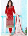 Red Churidar Designer Suit