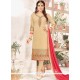 Beige Faux Georgette Churidar Designer Suit