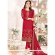 Faux Georgette Red Churidar Designer Suit