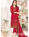 Faux Georgette Red Churidar Designer Suit