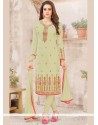 Faux Georgette Green Churidar Designer Suit