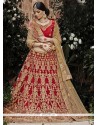 Zari Net Lehenga Choli In Red