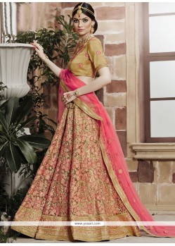 Net Beige And Pink Lehenga Choli