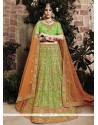 Embroidered Work Green Net Lehenga Choli