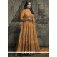 Diya Mirza Resham Work Orange Art Silk Floor Length Anarkali Suit