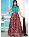 Multi Colour Print Work Readymade Anarkali Suit