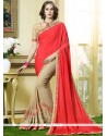 Faux Georgette Embroidered Work Half N Half Trendy Saree