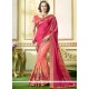 Faux Georgette Peach And Rose Pink Stone Work Half N Half Trendy Saree