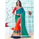 Lace Work Faux Georgette Designer Half N Half Saree