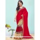 Faux Georgette Red Classic Designer Saree