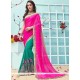 Faux Georgette Lace Work Half N Half Trendy Saree