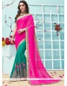 Faux Georgette Lace Work Half N Half Trendy Saree