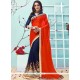 Faux Georgette Navy Blue And Red Half N Half Designer Saree