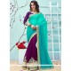 Purple And Turquoise Faux Georgette Half N Half Saree