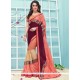 Lace Work Brown And Peach Designer Half N Half Saree