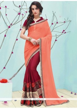 Faux Georgette Lace Work Designer Half N Half Saree