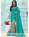 Faux Georgette Embroidered Work Designer Half N Half Saree