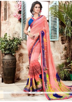 Print Work Faux Georgette Printed Saree